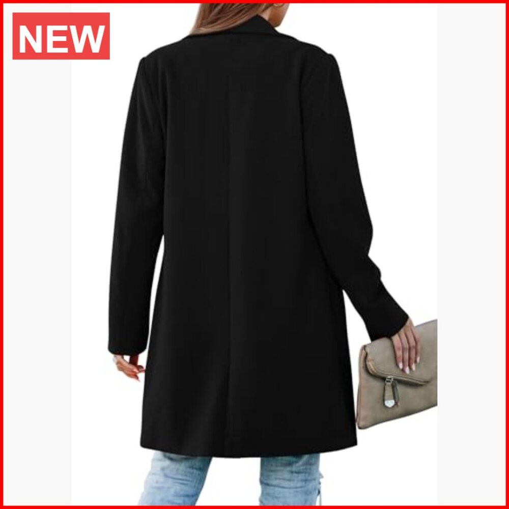 Polyester Blend Long Blazer Jacket With Padded Sh… - image 2
